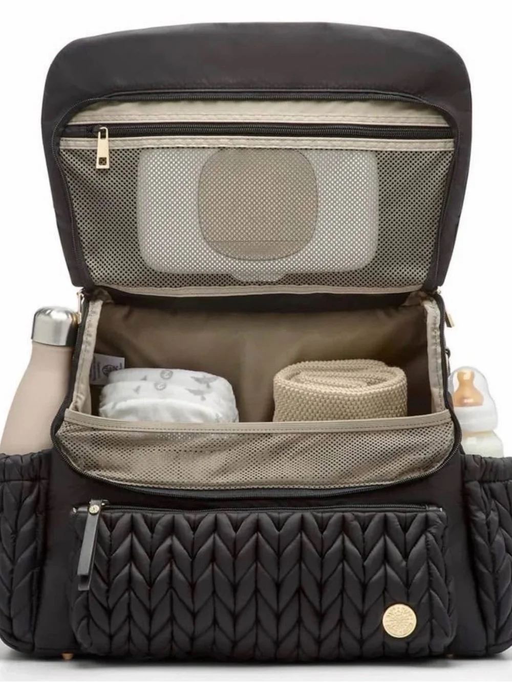 Happ- Levy Quilted Black Backpack Diaper Bag